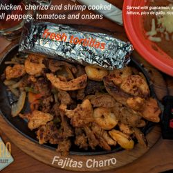 Charro Mexican Resturant and Bar - Fajitas Charro - with all the fixings.