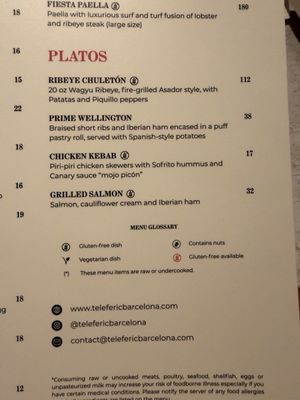 Menu photo 6 Telefèric Barcelona Scottsdale, AZ