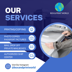 Box & Print World - Our services! Packing supplies, shipping, custom prints and more!