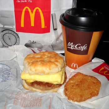 McDonald's - Sausage & egg biscuit with a hash brown and sugared-up coffee. - Fast Food Near Me - Minneapolis, Minnesota McDonald's - Sausage & egg biscuit with a hash brown and sugared-up coffee. - Fast Food Near Me - Minneapolis, Minnesota