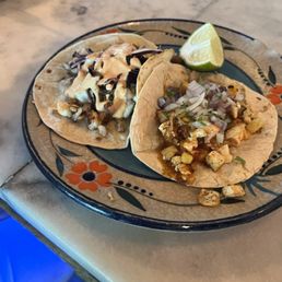 Grilled fish taco and tofu taco Grilled fish taco and tofu taco