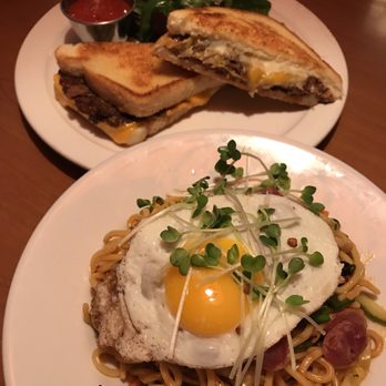 Fat Choy - Mushroom noodle with fried egg and sausage (toppings were additonal charge) - New American Near Me - Las Vegas, Nevada