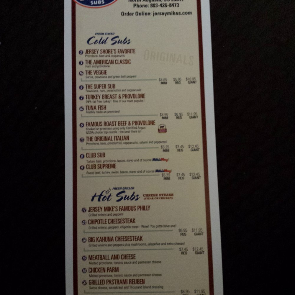 Jersey Mike's Subs - Menu-front - Fast Food Near Me - North Augusta, South Carolina Jersey Mike's Subs - Menu-front - Fast Food Near Me - North Augusta, South Carolina