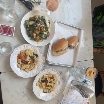 DiAnoia's Eatery - Split plate of aglio e olio, Caprese Panzanella, and their Porchetta sandwich. - Delis Near Me - Pittsburgh, Pennsylvania