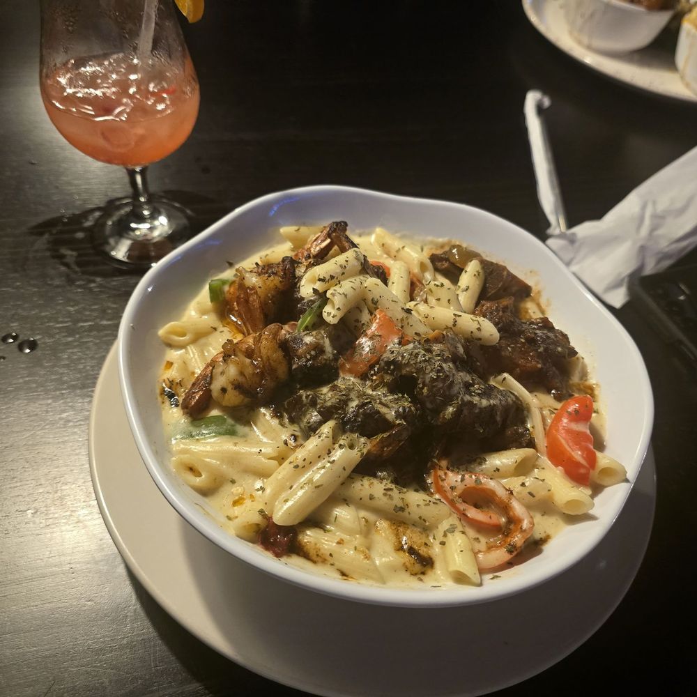 Oxtail and shrimp rasta pasta Oxtail and shrimp rasta pasta