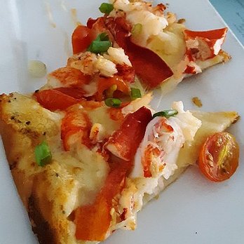 Rose Cove Cafe - Lobster Flatbread. Wish I'd taken pic before eating half. - Seafood Near Me - Ogunquit, Maine