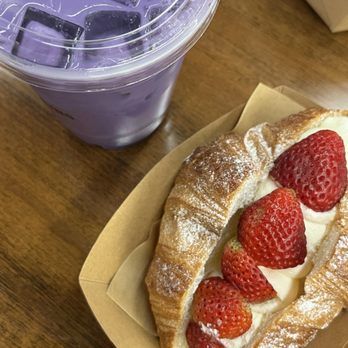 Tous Les Jours - Strawberry Cream Croissant, Ube Iced Latte - Bakeries Near Me - Germantown, Maryland
