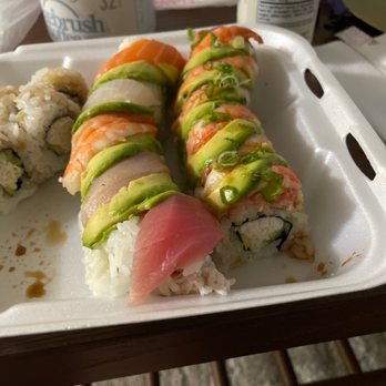 Sushi Teri - Cali roll, rainbow roll, and red tiger roll - Japanese Near Me - Costa Mesa, California