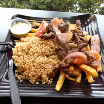 Red Panka - Lomos saltado with brown rice - Peruvian Near Me - Redlands, California Red Panka - Lomos saltado with brown rice - Peruvian Near Me - Redlands, California