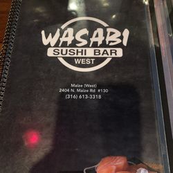 Wasabi Sushi Bar West - Front of menu