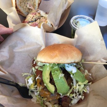 The Stand - American Classics Redefined - Fried egg burger in the back ABC burger in the front - New American Near Me - Irvine, California The Stand - American Classics Redefined - Fried egg burger in the back ABC burger in the front - New American Near Me - Irvine, California