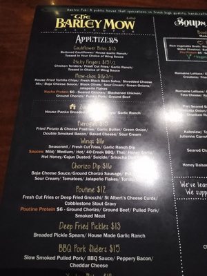 Menu photo 6 Barley Mow Ottawa, ON