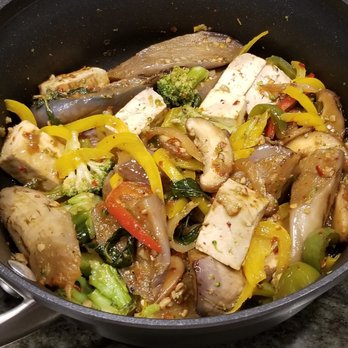 Thai VP Bellevue - Summer Eggplant with soft tofu, added broccoli, Chinese mushrooms, bell peppers at home - Thai Near Me - Bellevue, Washington Thai VP Bellevue - Summer Eggplant with soft tofu, added broccoli, Chinese mushrooms, bell peppers at home - Thai Near Me - Bellevue, Washington