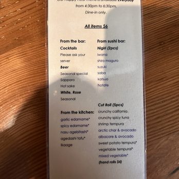 Tataki - Happy hour menu - Sushi Bars Near Me - San Francisco, California Tataki - Happy hour menu - Sushi Bars Near Me - San Francisco, California