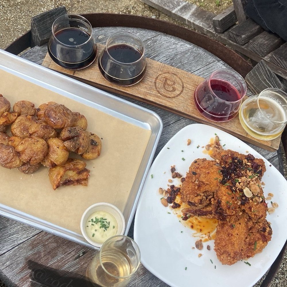 Wings, potatoes, sparkling Pinot, and seasonal flight Wings, potatoes, sparkling Pinot, and seasonal flight