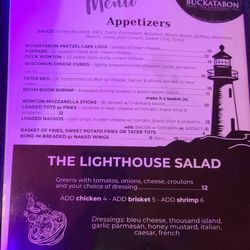 Buckatabon Lighthouse Pub - Menu