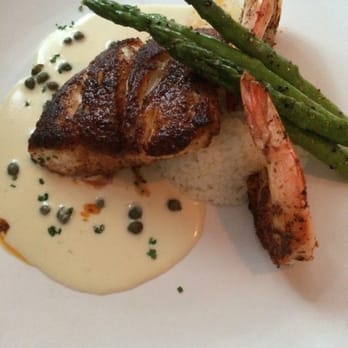 Blackfin Bistro - Fish of the day! Blackened grouper with shrimp and capers sauce MMMM!!! - Seafood Near Me - Key West, Florida