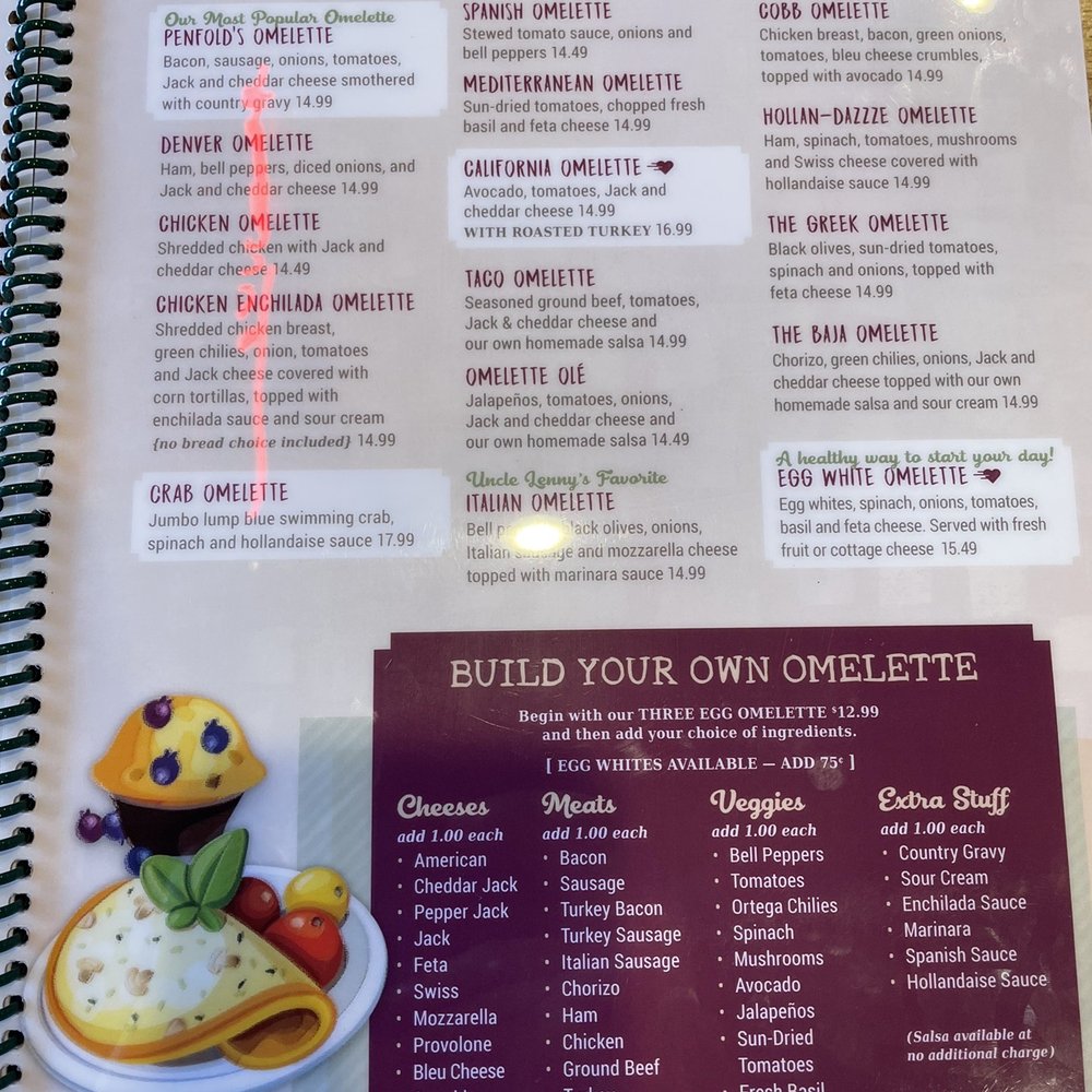 Penfold's Cafe & Bakery - Omelette menu - Breakfast & Brunch Near Me - Temecula, California Penfold's Cafe & Bakery - Omelette menu - Breakfast & Brunch Near Me - Temecula, California
