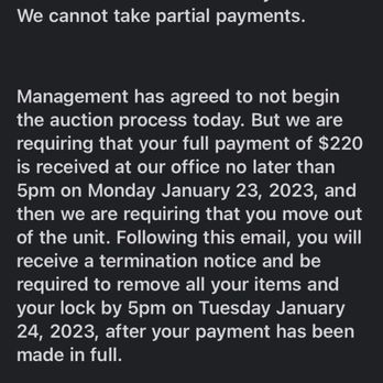 Northside Storage - As I see I only owe $220 Jan 5 I went in with $100 and they refused it, I would've only owed $120 but nope, then tell me to leave as well - Self Storage Near Me - Montrose, Colorado Northside Storage - As I see I only owe $220 Jan 5 I went in with $100 and they refused it, I would've only owed $120 but nope, then tell me to leave as well - Self Storage Near Me - Montrose, Colorado