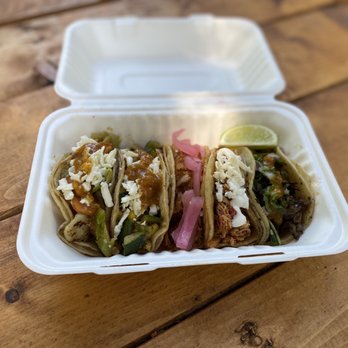 Xochi - 5 tacos combo. From left to right: Brussels, Calabaza, Cochinita, Chicken Tinga, and Encebollado. - Food Trucks Near Me - Issaquah, Washington Xochi - 5 tacos combo. From left to right: Brussels, Calabaza, Cochinita, Chicken Tinga, and Encebollado. - Food Trucks Near Me - Issaquah, Washington
