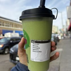 Earth Grown Drinks - 1/31/26 Avocado spinach smoothie with almond milk.