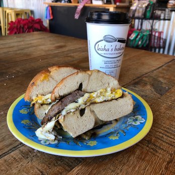Leisha's Bakeria - Sausage egg and cheese on toasted bagel - Breakfast & Brunch Near Me - Bridgeport, Connecticut