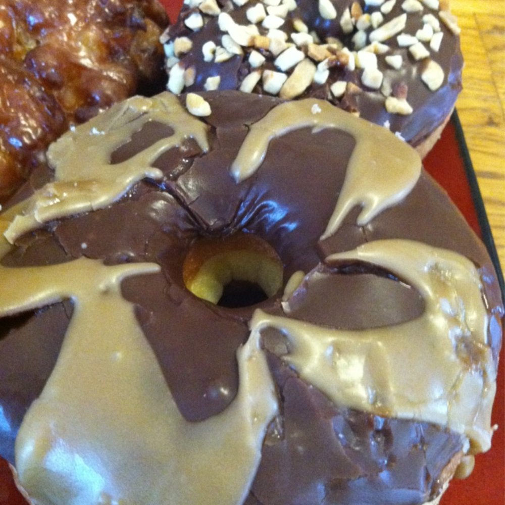 Jax Donuts - Chocolate covered with caramel on top. - Donuts Near Me - Orange, California