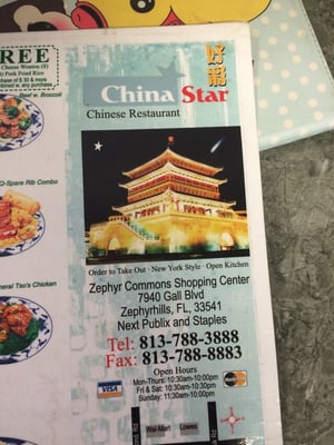 Menu photo 6 China Star Zephyrhills, FL