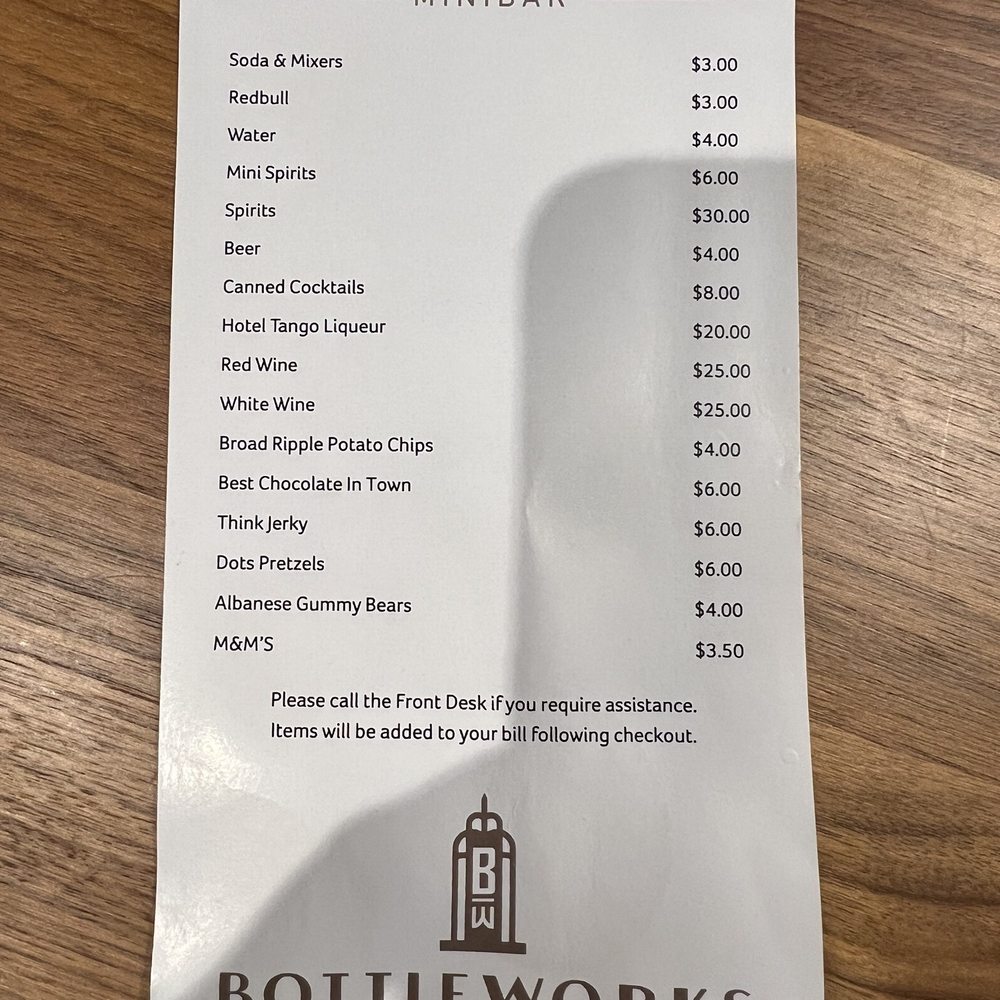 Bottleworks Hotel - Minibar Prices - Hotels Near Me - Indianapolis, Indiana