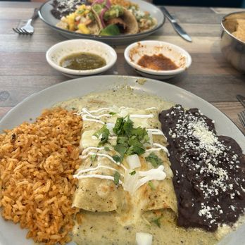 Barrio Modern Mexican Cuisine - 3 tacos , chicken enchiladas and sausa for chips - Tacos Near Me - Madison, Alabama Barrio Modern Mexican Cuisine - 3 tacos , chicken enchiladas and sausa for chips - Tacos Near Me - Madison, Alabama