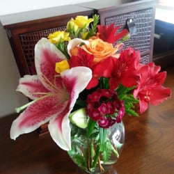 Best Wishes Floral - Mother got this within a couple of hours of calling. Cost about $50, including tax and $10 delivery charge.