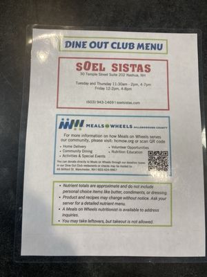 Menu photo 3 Soel Sistas Nashua, NH Menu photo 3 Soel Sistas Nashua, NH