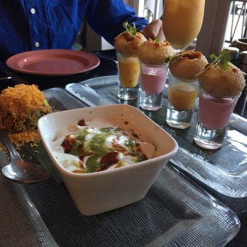 Dakshin - Duo of chaats and shrimp puchka shots. - Indian Near Me - Washington, DC, District of Columbia Dakshin - Duo of chaats and shrimp puchka shots. - Indian Near Me - Washington, DC, District of Columbia