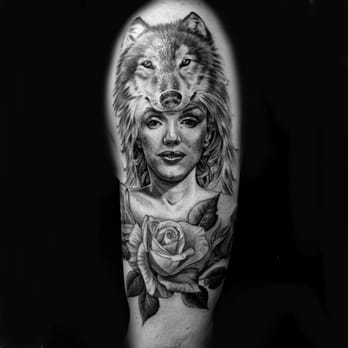 John Perez Tattoos - Wolf Headdress - Tattoo Near Me - Universal City, Texas John Perez Tattoos - Wolf Headdress - Tattoo Near Me - Universal City, Texas