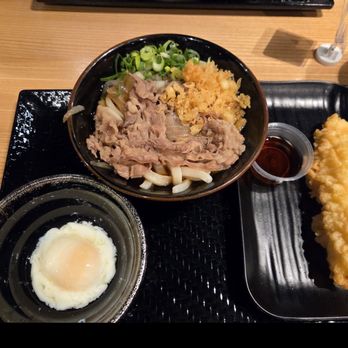 Udon Yama - Nikutama with egg on the side and squid tempura - Japanese Near Me - Honolulu, Hawaii Udon Yama - Nikutama with egg on the side and squid tempura - Japanese Near Me - Honolulu, Hawaii