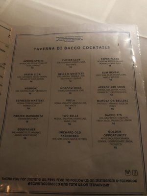 Menu photo 1 Taverna Di Bacco New York, NY