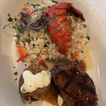 Tresca - Surf and turf special $75 small half lobster tail, decent sized steak, crunchy lobster risotto - Italian Near Me - Boston, Massachusetts Tresca - Surf and turf special $75 small half lobster tail, decent sized steak, crunchy lobster risotto - Italian Near Me - Boston, Massachusetts