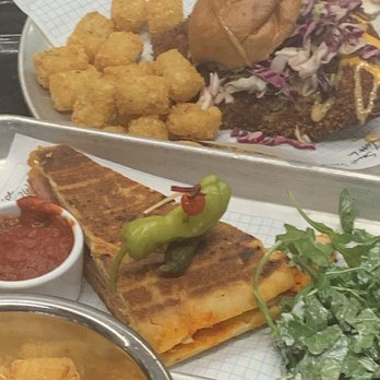 Pym Test Kitchen - Pymini sandwich w/ marinara & the not so little chicken sandwich w/ tots - Coffee & Tea Near Me - Anaheim, California
