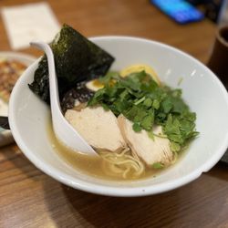 Love Ramen - Chili cilantro lime ramen. Chicken broth with adjustable spice level. Chili sauce on the side.