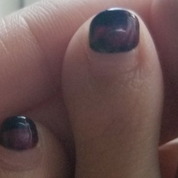 Orchid Nails Spa - Examples of how their shellac pedicure changes color as the days go by...this should be dark blue. Took this right before my next pedicure. - Nail Salons Near Me - Mississauga, Ontario Orchid Nails Spa - Examples of how their shellac pedicure changes color as the days go by...this should be dark blue. Took this right before my next pedicure. - Nail Salons Near Me - Mississauga, Ontario