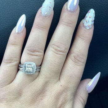 Queen's Nails and Spa - Unicorn chrome over soft white powder with beautiful 3D flowers and gems - Nail Salons Near Me - Concord, California Queen's Nails and Spa - Unicorn chrome over soft white powder with beautiful 3D flowers and gems - Nail Salons Near Me - Concord, California