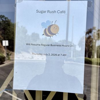 Sugar Rush Cafe - Sign on restaurant door. - Breakfast & Brunch Near Me - Walnut, California