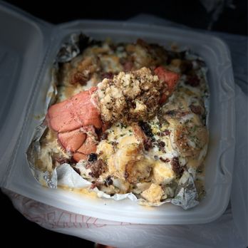OMG Baked Potatoes - Lobster Bacon Mac Potato - Soul Food Near Me - Houston, Texas OMG Baked Potatoes - Lobster Bacon Mac Potato - Soul Food Near Me - Houston, Texas