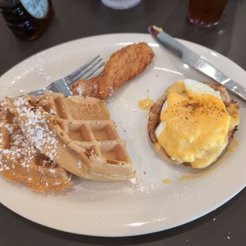 Eggs Up Grill - We split the chicken and waffles and eggs Benedict - Breakfast & Brunch Near Me - Germantown, Tennessee Eggs Up Grill - We split the chicken and waffles and eggs Benedict - Breakfast & Brunch Near Me - Germantown, Tennessee