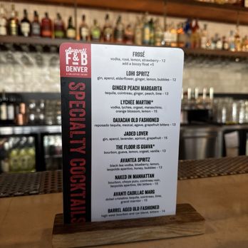 Avanti Food & Beverage - Specialty cocktail menu - Bars Near Me - Denver, Colorado Avanti Food & Beverage - Specialty cocktail menu - Bars Near Me - Denver, Colorado