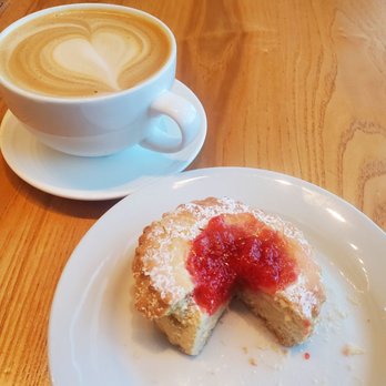 Sugar Bakery - Oat milk latte w/ Jam scone - Coffee & Tea Near Me - Seattle, Washington Sugar Bakery - Oat milk latte w/ Jam scone - Coffee & Tea Near Me - Seattle, Washington