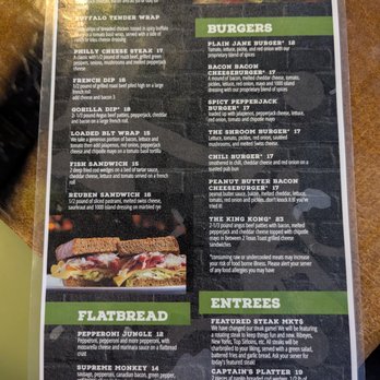 The Monkey Bar - Sandwiches, Burgers, Flatbread & Entrée menu. - Tacos Near Me - Marysville, Washington