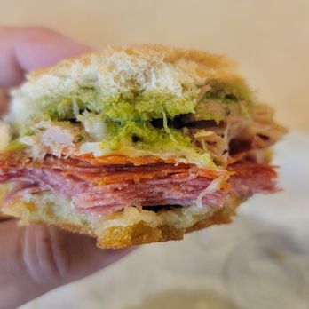 Soup Korner - West Bend - August 2021 sandwich of the month, Garlic Pesto Italiano (salami, pepperoni, ham, mozzarella, garlic butter, pesto) - Soup Near Me - West Bend, Wisconsin Soup Korner - West Bend - August 2021 sandwich of the month, Garlic Pesto Italiano (salami, pepperoni, ham, mozzarella, garlic butter, pesto) - Soup Near Me - West Bend, Wisconsin