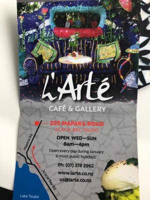 L'Arté Cafe & Gallery, Cafe closes at 3pm weekdays, Gallery open till 4pm by null