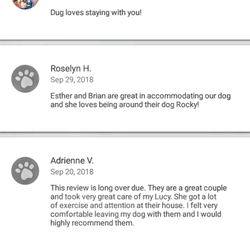 Esther and Brian's Sit and Stay - Reviews!
